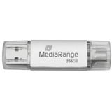 MediaRange Chiavetta di memoria combo 256 GB, Chiavetta USB argento/trasparente