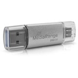 MediaRange Kombo-Speicherstick 256 GB, Chiavetta USB argento/trasparente