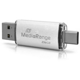 MediaRange Kombo-Speicherstick 256 GB, Chiavetta USB argento/trasparente