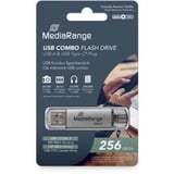 MediaRange Kombo-Speicherstick 256 GB, Chiavetta USB argento/trasparente