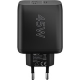 goobay Caricatore rapido doppio USB-C PD 45 watt, Caricabatterie Nero