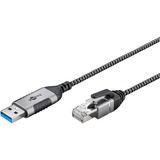 goobay Cavo adattatore Ethernet USB-A 3.2 Gen1 > RJ-45, Slim Nero/grigio