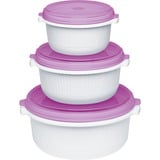 Emsa 508455 recipiente per cibo Rotondo Set Blackberry, Bianco 3 pz, Casella bianco/Viola, Set, Rotondo, Blackberry, Bianco, Polipropilene (PP), 3 pz