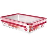 Emsa CLIP & CLOSE N10412 Rettangolare Scatola 3 L Trasparente 1 pz, Casella trasparente/Rosso, Scatola, Rettangolare, 3 L, Trasparente, Vetro, 420 °C