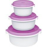 Emsa Micro Family Rotondo Set Blackberry, Bianco 3 pz, Casella bianco/Viola, Set, Rotondo, Blackberry, Bianco, Polipropilene (PP), 3 pz