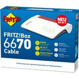 FRITZ! FRITZ!Box 6670, Router bianco/Rosso, Box 6670, Wi-Fi 7 (802.11be), Dual-band (2.4 GHz/5 GHz), Collegamento ethernet LAN, Bianco, Router da tavolo