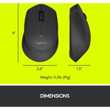 Logitech M280 mouse Mano destra RF Wireless Ottico 1000 DPI Nero, Mano destra, Ottico, RF Wireless, 1000 DPI, Nero