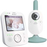 Philips Baby monitor SCD841/26 monitor video per bambino 300 m FHSS Bianco bianco/Verde, 300 m, 50 m, FHSS, 2.4 GHz, Bianco, 8,89 cm (3.5")