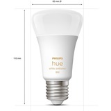 Philips Hue Philips Hue White Ambiance 2 Lampadine Smart E27 60 W, Lampada a LED Philips Hue White ambiance 2 Lampadine Smart E27 60 W, Lampadina intelligente, Bianco, Bluetooth/Zigbee, LED integrato, E27, Illuminazione fredda, Bianco caldo