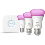 Philips Hue White & Color Ambiance Starter-Set: E27 Lampadina Smart A60 Confezione da Tre, Lampada a LED 
