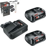 Bosch Set di avviamento batteria 18V 2x 2,5Ah + caricabatterie rapido AL 18V-44 Nero