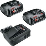 Bosch Set di avviamento batteria 18V 2x 2,5Ah + caricabatterie rapido AL 18V-44 Nero