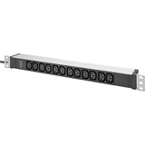 Digitus Multipresa 19" PDU con profilo in alluminio, 12 prese C13, Ciabatta Nero/alluminio