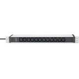 Digitus Multipresa 19" PDU con profilo in alluminio, 12 prese C13, Ciabatta Nero/alluminio