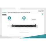 Digitus Multipresa 19" PDU con profilo in alluminio, 12 prese C13, Ciabatta Nero/alluminio