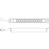 Digitus Multipresa 19" PDU con profilo in alluminio, 12 prese C13, Ciabatta Nero/alluminio