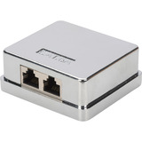 Digitus Presa dati CAT.6A, da parete, schermata, 2x RJ-45, Scatola di giunzione argento