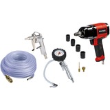 EINHELL Avvitatore ad impulsi pneumatico TC-PW 340 con accessori, set da 10 pezzi Nero/Rosso