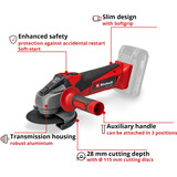 EINHELL TC-AG 18/115 Li-Solo, 4431130, Smerigliatrice angolare rosso/Nero