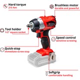 EINHELL TE-CW 18Li 1/2" 2900 Giri/min 215 Nm Nero, Rosso 18 V rosso/Nero, Chiave di impatto, Nero, Rosso, 1/2", 2900 Giri/min, 215 Nm, 4,027 m/s²