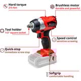EINHELL TE-CW 18Li 1/2" 2900 Giri/min 215 Nm Nero, Rosso 18 V, Avvitatore rosso/Nero, Chiave di impatto, Nero, Rosso, 1/2", 2900 Giri/min, 215 Nm, 4,027 m/s²