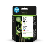 HP Confezione da 2 cartucce originali di inchiostro nero/tricromia 301 Nero, Resa standard, Nero, Ciano, Magenta, Giallo, Inchiostro a base di pigmento, Inchiostro colorato, 3 ml, 3 ml