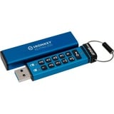 Kingston IronKey Keypad 200 da 256 GB, FIPS 140-3 livello 3 crittografata AES-256, Chiavetta USB blu, FIPS 140-3 livello 3 crittografata AES-256, 256 GB, USB tipo A, 3.2 Gen 1 (3.1 Gen 1), 145 MB/s, Sleeve, Blu