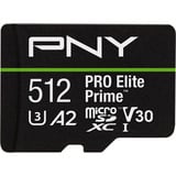 PNY Pro Elite Prime microSD 512 GB, Scheda di memoria Nero/Verde