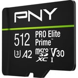 PNY Pro Elite Prime microSD 512 GB, Scheda di memoria Nero/Verde