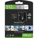 PNY Pro Elite Prime microSD 512 GB, Scheda di memoria Nero/Verde