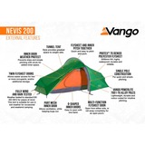 Vango TEUNEVIS0000002, Nevis 200 verde/Orange