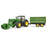 bruder John Deere 7R 350 con caricatore frontale e rimorchio di trasporto a tandem, Veicolo modello verde