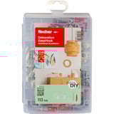 fischer EasyDIY Box Decorazione EasyHook+Vite, Tassello verde chiaro/Rosso