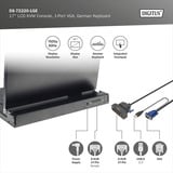 Digitus Console KVM LCD HD modulare con TFT 17" 1 porta VGA, Switch KVM Nero