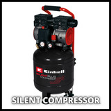 EINHELL TE-AC 24 Silent compressore ad aria 750 W 135 l/min Nero/Rosso, 135 l/min, 8 bar, 750 W, 22,1 kg