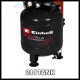 EINHELL TE-AC 24 Silent compressore ad aria 750 W 135 l/min Nero/Rosso, 135 l/min, 8 bar, 750 W, 22,1 kg