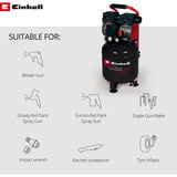 EINHELL TE-AC 24 Silent compressore ad aria 750 W 135 l/min Nero/Rosso, 135 l/min, 8 bar, 750 W, 22,1 kg