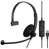 EPOS | Sennheiser | SENNHEISER IMPACT SC 30 USB ML Auricolare Cablato A Padiglione Musica e Chiamate USB tipo A Nero Nero, Cablato, Musica e Chiamate, 60 - 16000 Hz, 42 g, Auricolare, Nero