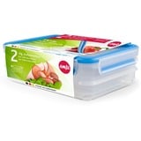 Emsa CLIP & CLOSE Rettangolare Scatola 0,6 L Blu, Trasparente 2 pz, Casella trasparente/Blu, Scatola, Rettangolare, 0,6 L, Blu, Trasparente, Polipropilene (PP), Elastomero Termoplastico (TPE), Germania