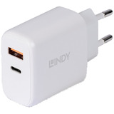 Lindy Caricatore USB Tipo A e C 30W, Caricabatterie bianco