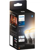 Philips Hue White Ambiance E14 Lampadina Smart Forma a Goccia Confezione Doppia 470 lm, Lampada a LED 