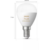 Philips Hue White Ambiance E14 Lampadina Smart Forma a Goccia Confezione Doppia 470 lm, Lampada a LED 