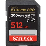 SanDisk Extreme PRO 512 GB SDXC Classe 10 Nero, 512 GB, SDXC, Classe 10, 200 MB/s, 140 MB/s, Class 3 (U3)