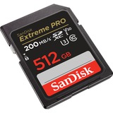 SanDisk Extreme PRO 512 GB SDXC Classe 10 Nero, 512 GB, SDXC, Classe 10, 200 MB/s, 140 MB/s, Class 3 (U3)