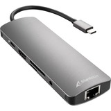 Sharkoon USB 3.0 Type C Combo Adapter scheda di interfaccia e adattatore HDMI, RJ-45, USB 3.2 Gen 1 (3.1 Gen 1) grigio scuro, USB tipo-C, HDMI, RJ-45, USB 3.2 Gen 1 (3.1 Gen 1), Grigio, 132 m, 5 Gbit/s, 130 mm