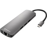 Sharkoon USB 3.0 Type C Combo Adapter scheda di interfaccia e adattatore HDMI, RJ-45, USB 3.2 Gen 1 (3.1 Gen 1) grigio scuro, USB tipo-C, HDMI, RJ-45, USB 3.2 Gen 1 (3.1 Gen 1), Grigio, 132 m, 5 Gbit/s, 130 mm