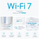TP-Link BE9300 Tri-band (2,4 GHz/5 GHz/6 GHz) Wi-Fi 7 (802.11be) Bianco 4 Interno, Router bianco, Bianco, Interno, Sistema Mesh, Tri-band (2,4 GHz/5 GHz/6 GHz), Wi-Fi 7 (802.11be), 9300 Mbit/s