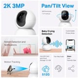 TP-Link Tapo TC71 videocamera di sorveglianza da interno, Telecamera di sorveglianza bianco/Nero, Telecamera di sicurezza IP, Interno, Wireless, Amazon Alexa & Google Assistant, 2400 MHz, Scrivania