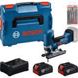Bosch Cordless Jigsaw Set GST 18V-125 S + 2x GBA 5.0Ah + GAL + Jigsaw Blade Set (0615A500E5), Set di strumenti boxed