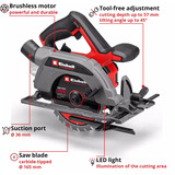 EINHELL TP-CS 18/165 Li BL, 4331225, Sega circolare rosso/Nero